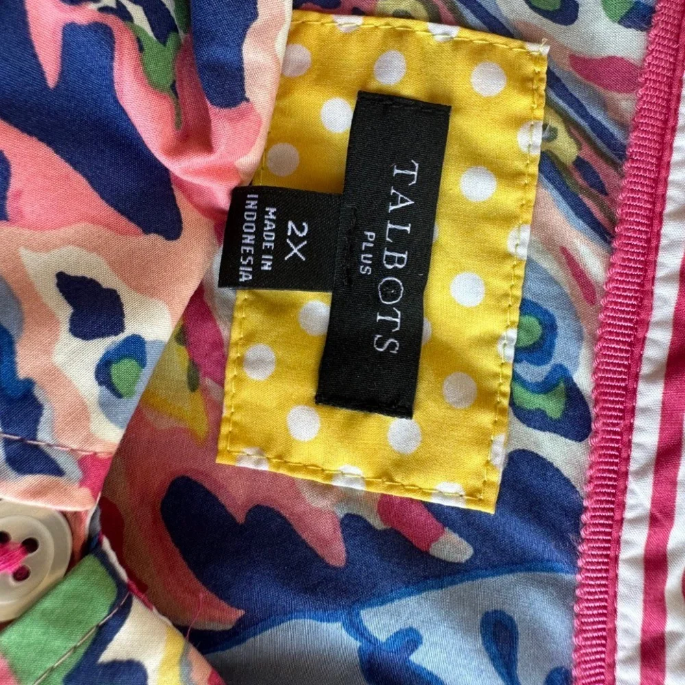 Talbots Woman Shirt Top Plus Size 2X Floral Paisley Button Up - Picture 3 of 9